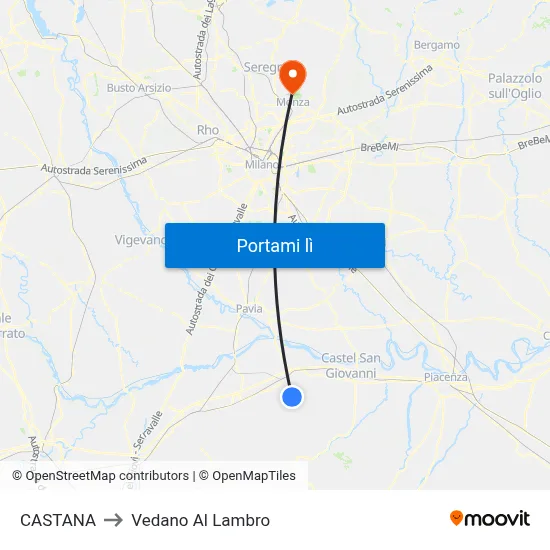 CASTANA to Vedano Al Lambro map