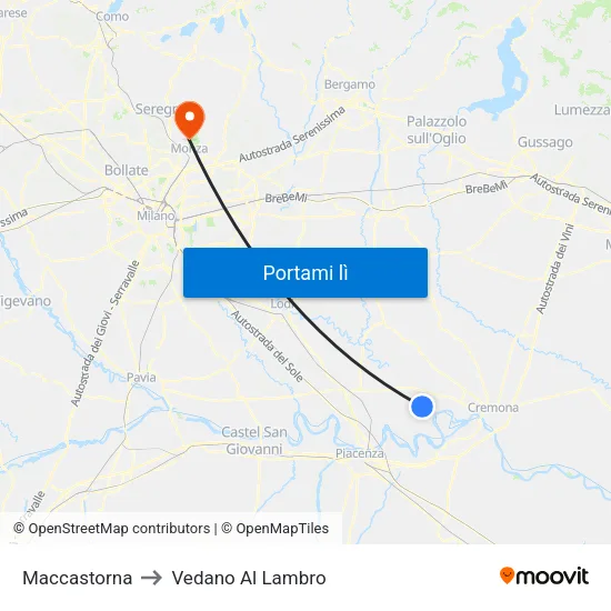Maccastorna to Vedano Al Lambro map