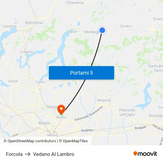 Forcola to Vedano Al Lambro map