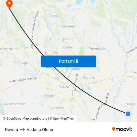 Dovera to Vedano Olona map