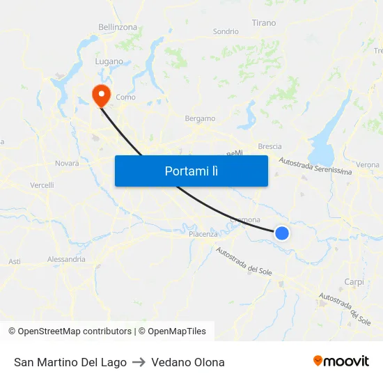 San Martino Del Lago to Vedano Olona map