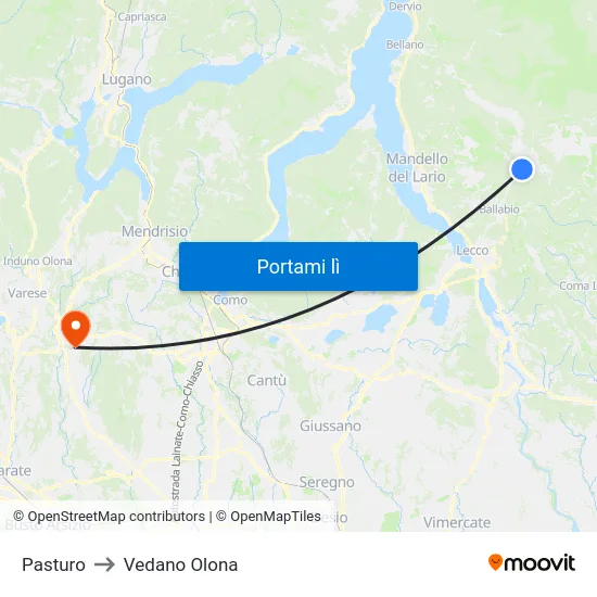 Pasturo to Vedano Olona map
