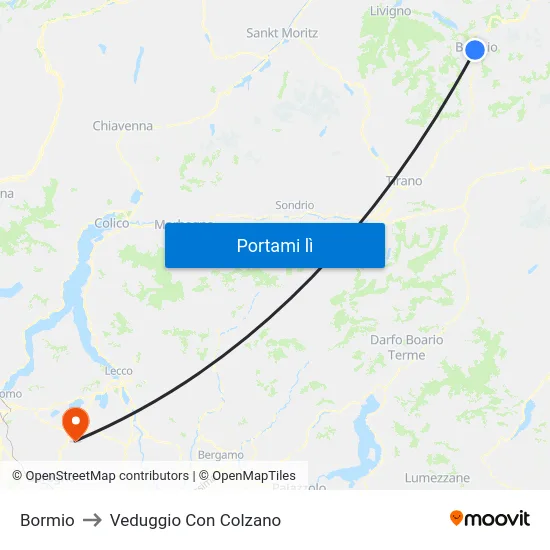 Bormio to Veduggio Con Colzano map