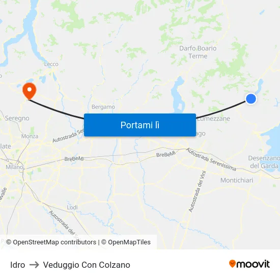 Idro to Veduggio Con Colzano map