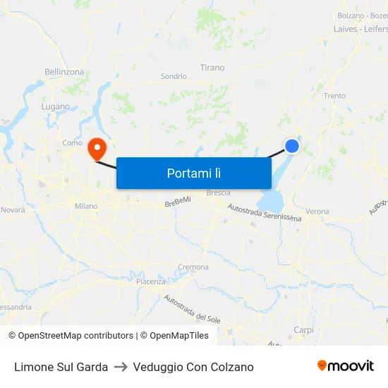 Limone Sul Garda to Veduggio Con Colzano map