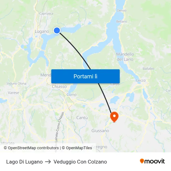Lago Di Lugano to Veduggio Con Colzano map