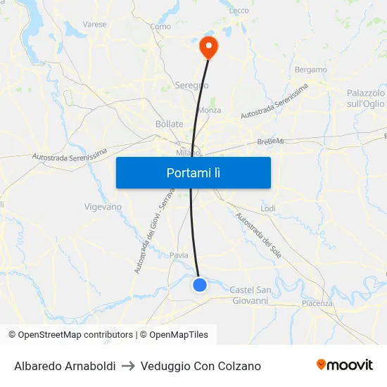 Albaredo Arnaboldi to Veduggio Con Colzano map