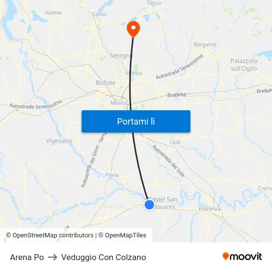 Arena Po to Veduggio Con Colzano map