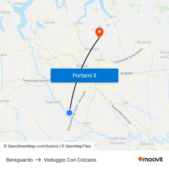 Bereguardo to Veduggio Con Colzano map
