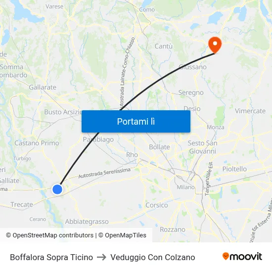 Boffalora Sopra Ticino to Veduggio Con Colzano map