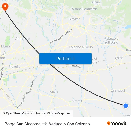 Borgo San Giacomo to Veduggio Con Colzano map