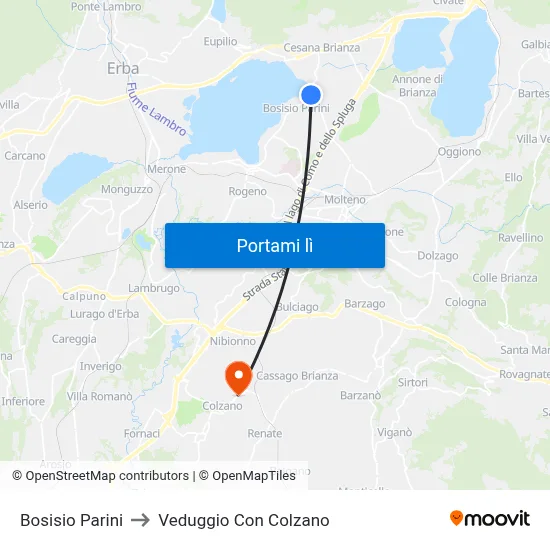 Bosisio Parini to Veduggio Con Colzano map