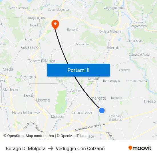 Burago Di Molgora to Veduggio Con Colzano map