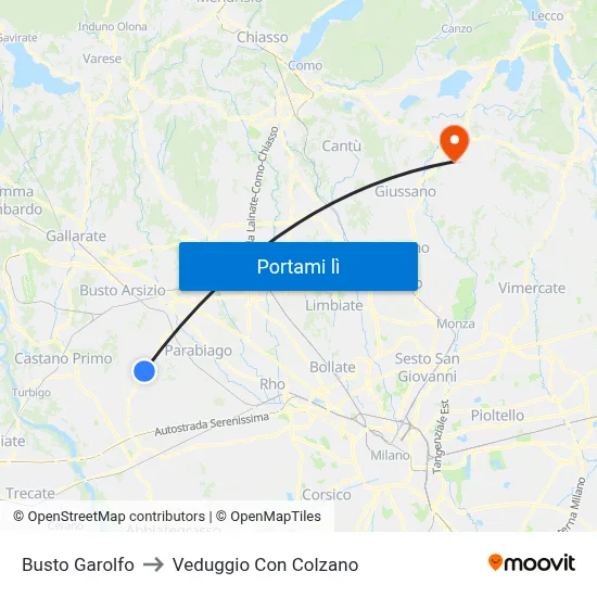 Busto Garolfo to Veduggio Con Colzano map