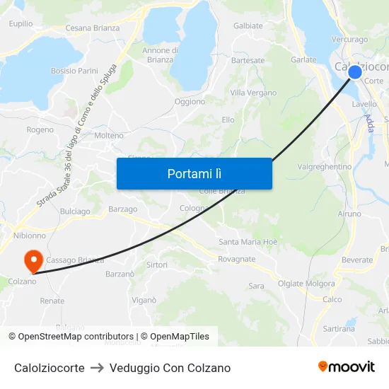 Calolziocorte to Veduggio Con Colzano map
