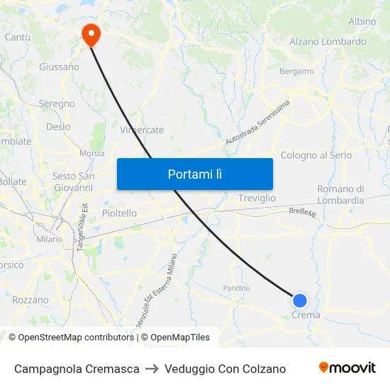 Campagnola Cremasca to Veduggio Con Colzano map