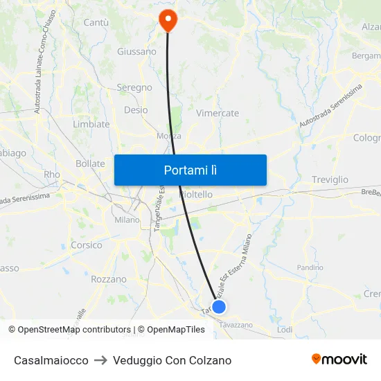 Casalmaiocco to Veduggio Con Colzano map