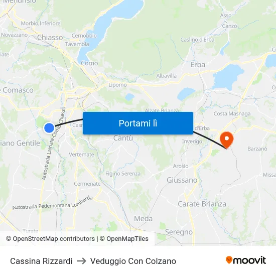 Cassina Rizzardi to Veduggio Con Colzano map