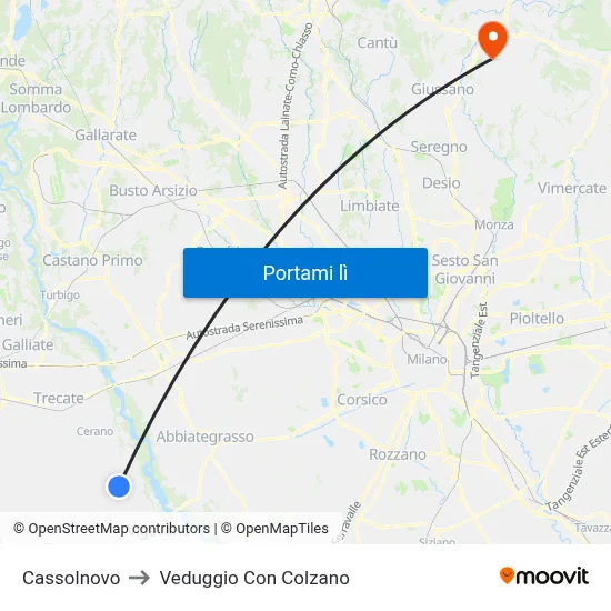 Cassolnovo to Veduggio Con Colzano map