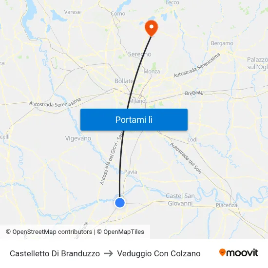 Castelletto Di Branduzzo to Veduggio Con Colzano map