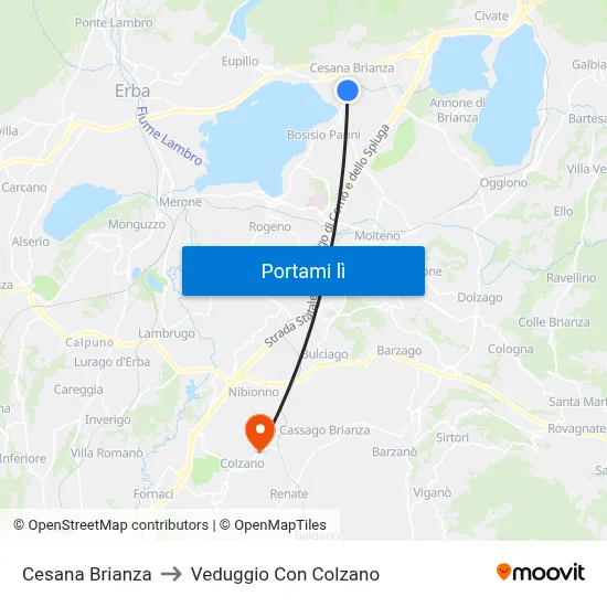 Cesana Brianza to Veduggio Con Colzano map