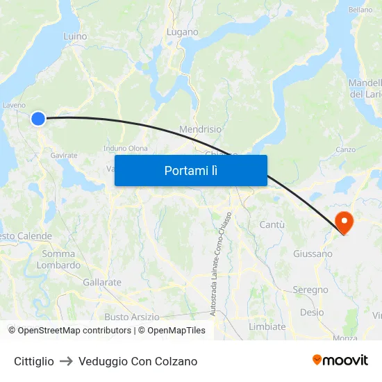 Cittiglio to Veduggio Con Colzano map