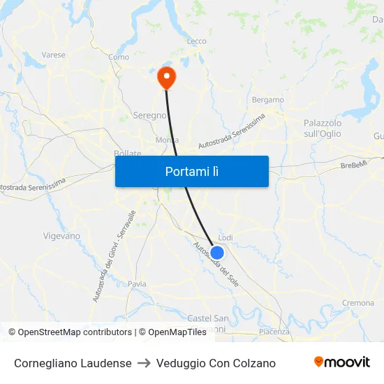 Cornegliano Laudense to Veduggio Con Colzano map