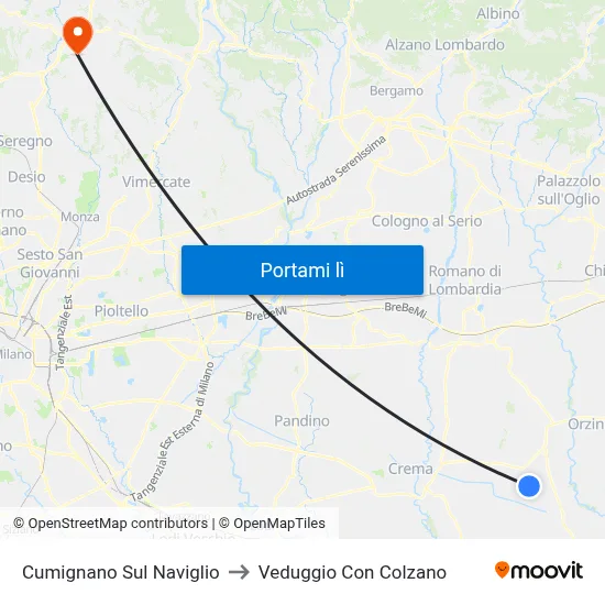 Cumignano Sul Naviglio to Veduggio Con Colzano map