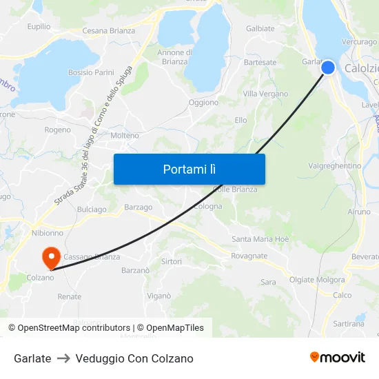 Garlate to Veduggio Con Colzano map