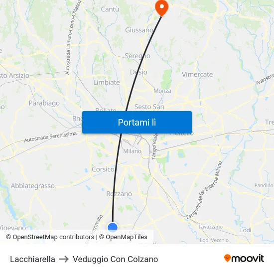 Lacchiarella to Veduggio Con Colzano map