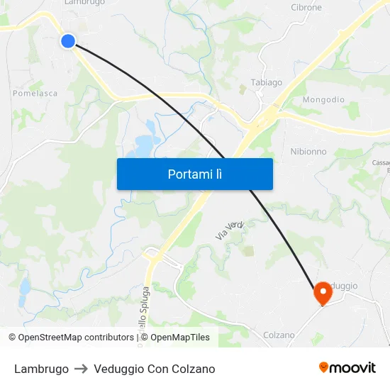 Lambrugo to Veduggio Con Colzano map
