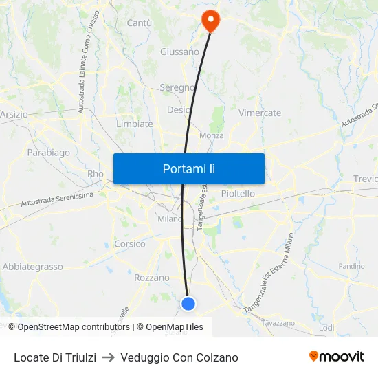 Locate Di Triulzi to Veduggio Con Colzano map