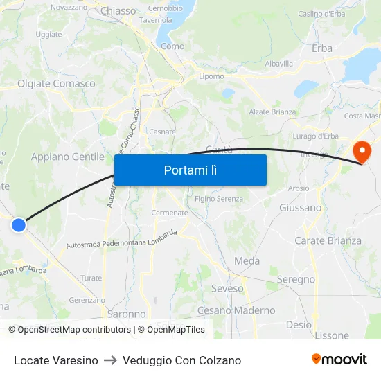 Locate Varesino to Veduggio Con Colzano map