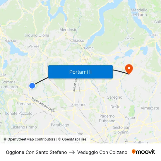 Oggiona Con Santo Stefano to Veduggio Con Colzano map