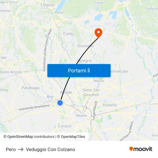 Pero to Veduggio Con Colzano map