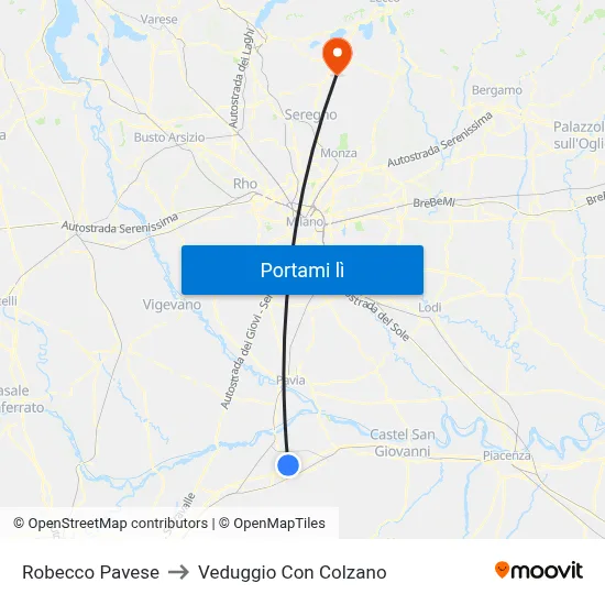 Robecco Pavese to Veduggio Con Colzano map