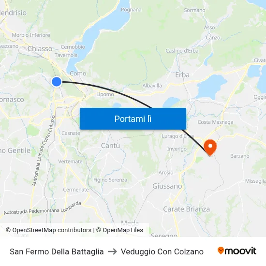 San Fermo Della Battaglia to Veduggio Con Colzano map