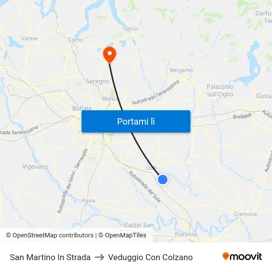San Martino In Strada to Veduggio Con Colzano map