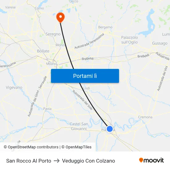San Rocco Al Porto to Veduggio Con Colzano map