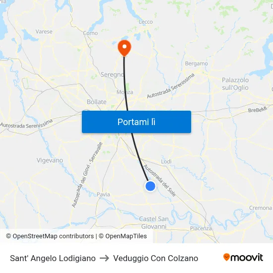 Sant' Angelo Lodigiano to Veduggio Con Colzano map