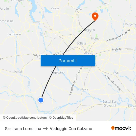 Sartirana Lomellina to Veduggio Con Colzano map