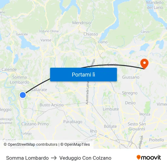 Somma Lombardo to Veduggio Con Colzano map