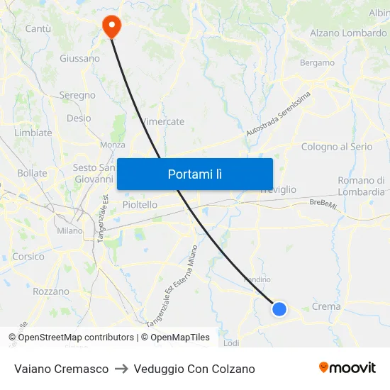 Vaiano Cremasco to Veduggio Con Colzano map