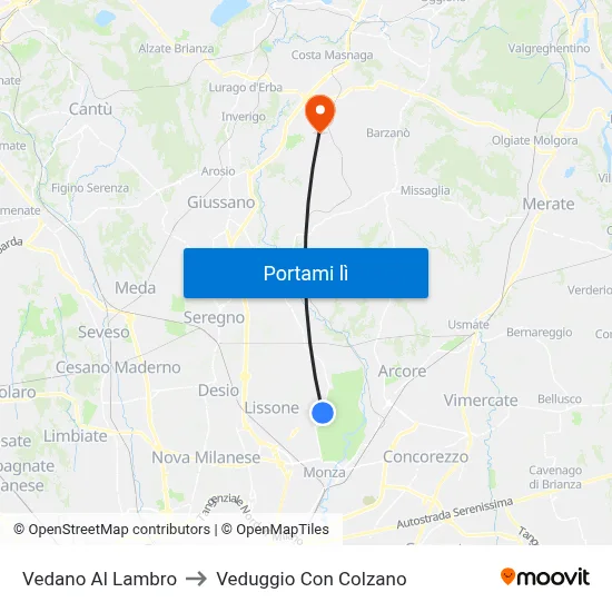 Vedano Al Lambro to Veduggio Con Colzano map