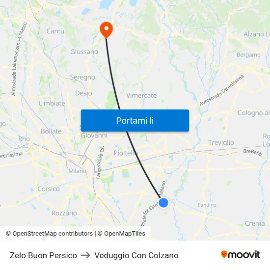 Zelo Buon Persico to Veduggio Con Colzano map