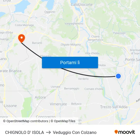 CHIGNOLO D' ISOLA to Veduggio Con Colzano map