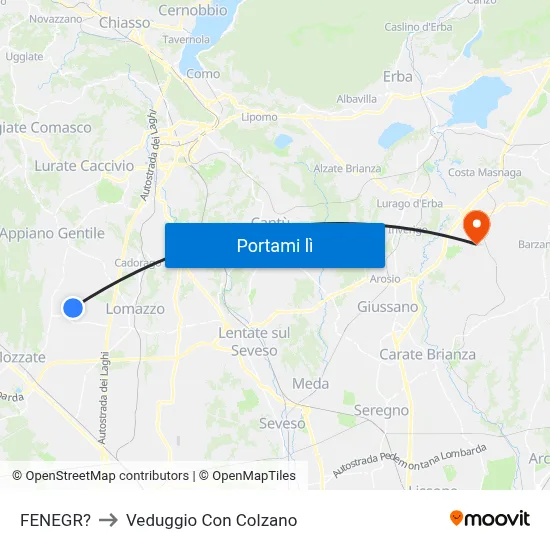 FENEGR? to Veduggio Con Colzano map