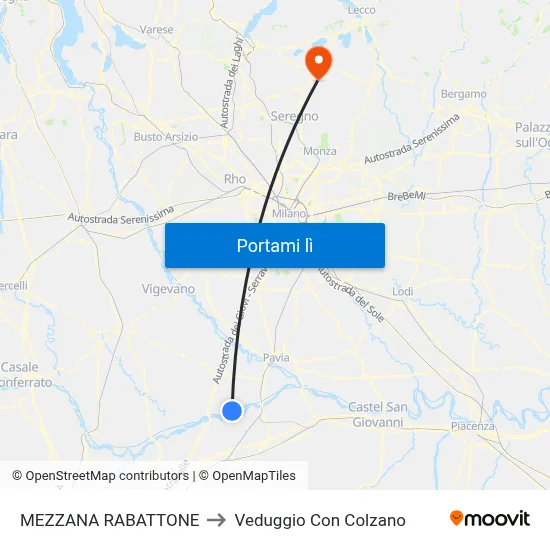 MEZZANA RABATTONE to Veduggio Con Colzano map