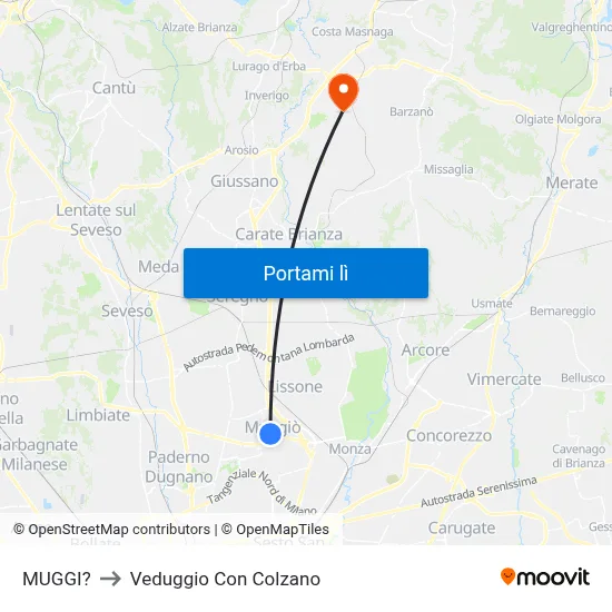 MUGGI? to Veduggio Con Colzano map
