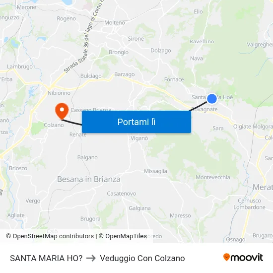 SANTA MARIA HO? to Veduggio Con Colzano map